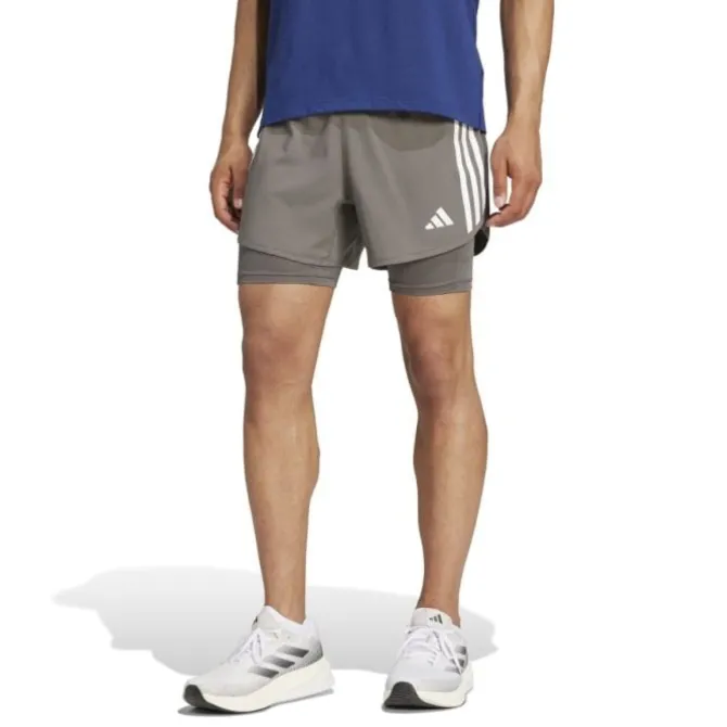 adidas Lyhyet Trikoot Ja Shortsit^Own The Run 3-Stripe 2in1 Shorts Harmaa