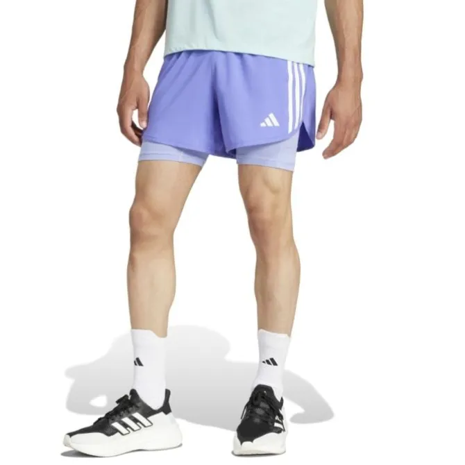 adidas Lyhyet Trikoot Ja Shortsit^Own The Run 3-Stripes 2in1 Shorts Violetti