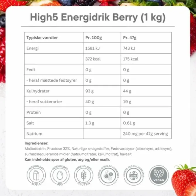 High5 Ravintolisät^Energy Drink Powder Berry 330g