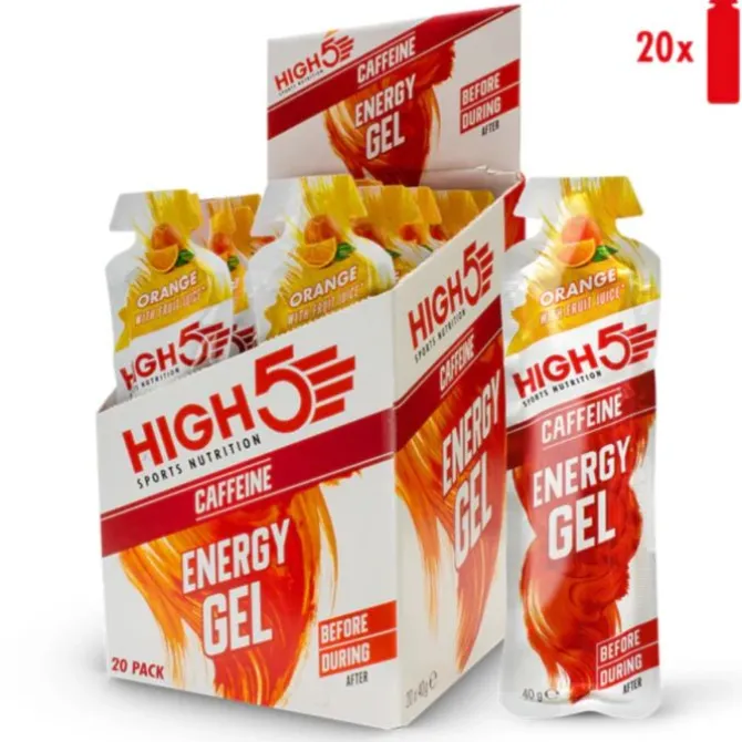 High5 Ravintolisät^Energy Gel Caffeine Orange - Box 20x40g Valkoinen