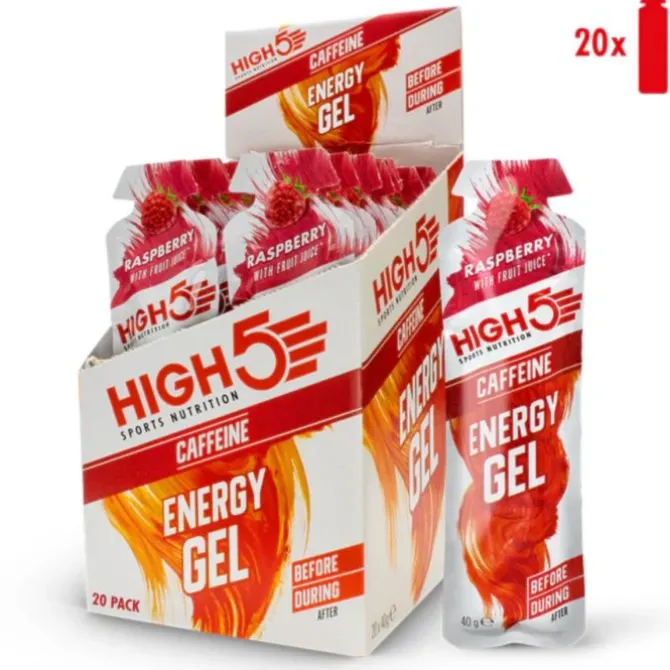 High5 Ravintolisät^Energy Gel Caffeine Raspberry 20x40g Valkoinen