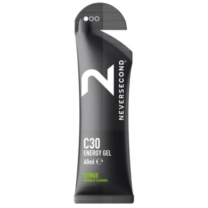 NeverSecond Ravintolisät^C30 Energy Gel Citrus - 12 Servings Musta