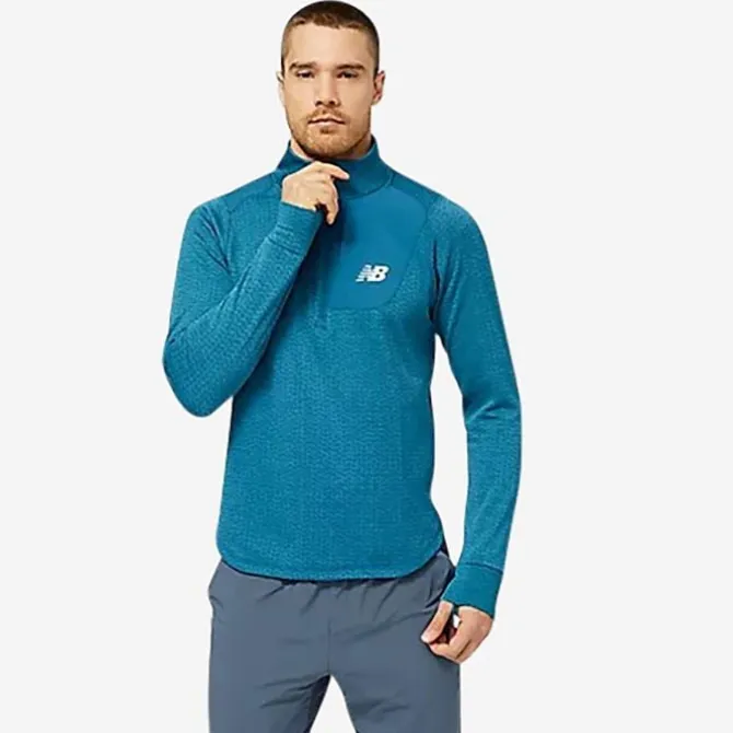 New Balance T-paidat Ja Pitkähihaiset^NB Heat Grid Half Zip Sininen