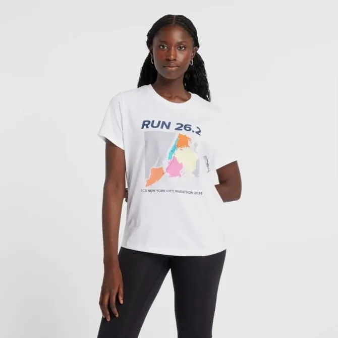 New Balance T-paidat Ja Pitkähihaiset^NYC Marathon Grafic T-shirt Valkoinen