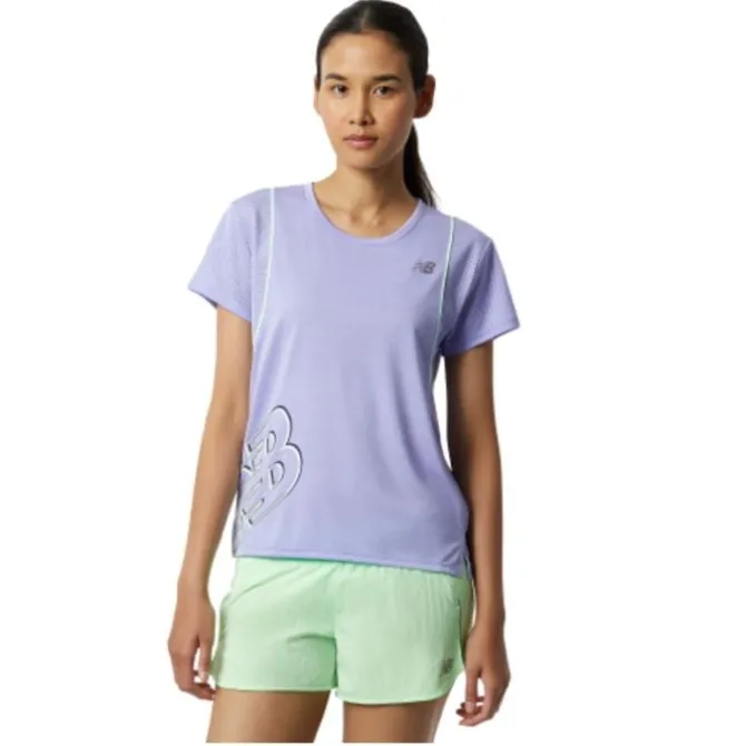 New Balance T-paidat Ja Pitkähihaiset^Printed Fast Flight Short Sleeve Violetti