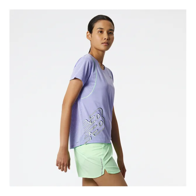 New Balance T-paidat Ja Pitkähihaiset^Printed Fast Flight Short Sleeve Violetti