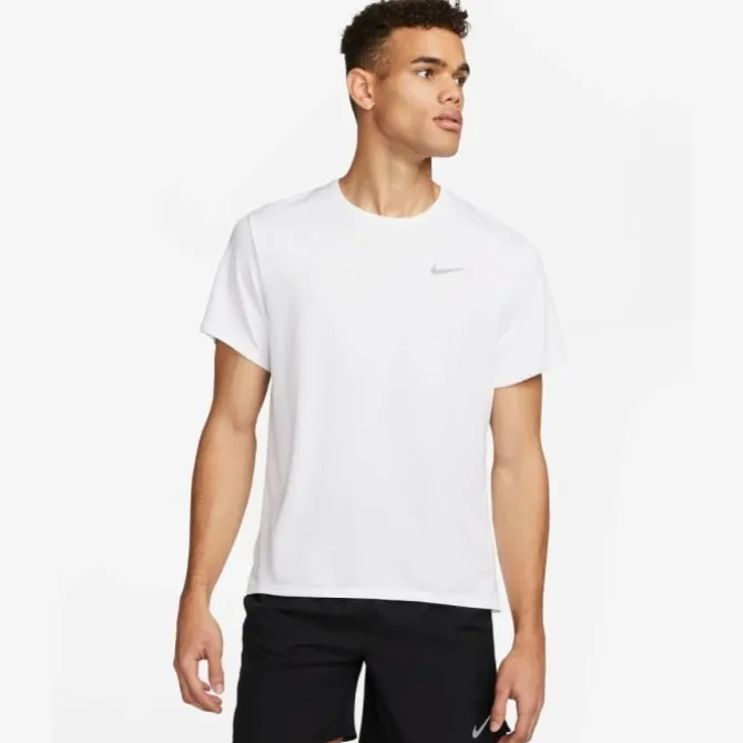 Nike T-paidat Ja Pitkähihaiset^Dri-Fit UV Miler Short Sleeve Tee Valkoinen